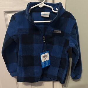 Columbia Blue and Black Checkered Fleece Jacket